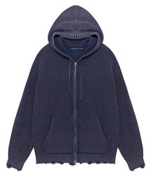 SSERPE（セルぺ）の「セレペ ディストロイド コットン ニット フードジップアップ ディープパープル（パーカー）」