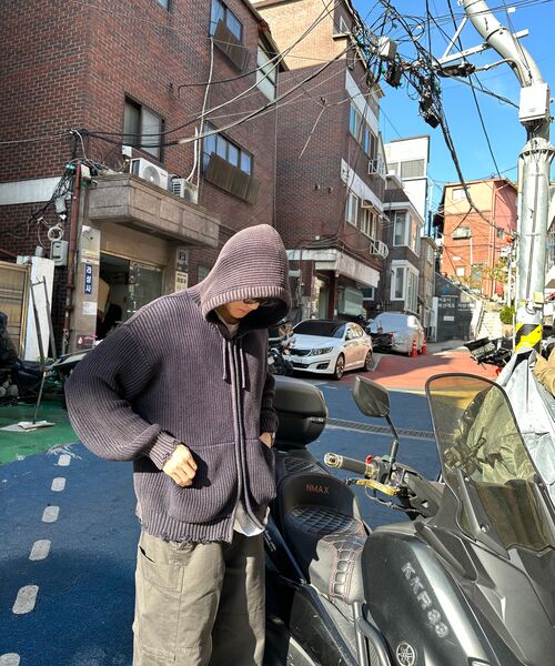 SSERPE(セルぺ)の「セレペ ディストロイド コットン ニット フードジップアップ ディープパープル(パーカー・レディース・その他・X-LARGE)」の10枚目の写真