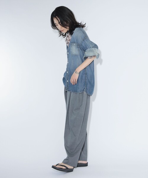 BEAMS BOY(ビームスボーイ)の「maturely / ブリーチ ストラップ ロングスリーブ(シャツ/ブラウス・レディース・チャコールグレー/ブルー・ONE SIZE)」の7枚目の写真