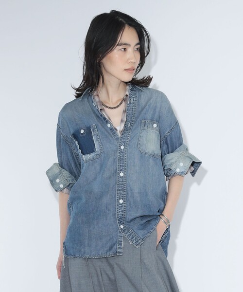 BEAMS BOY(ビームスボーイ)の「maturely / ブリーチ ストラップ ロングスリーブ(シャツ/ブラウス・レディース・チャコールグレー/ブルー・ONE SIZE)」の8枚目の写真