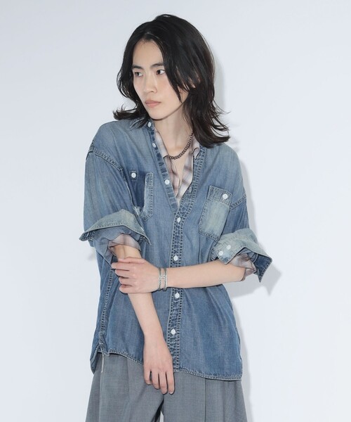 BEAMS BOY(ビームスボーイ)の「maturely / ブリーチ ストラップ ロングスリーブ(シャツ/ブラウス・レディース・チャコールグレー/ブルー・ONE SIZE)」の9枚目の写真