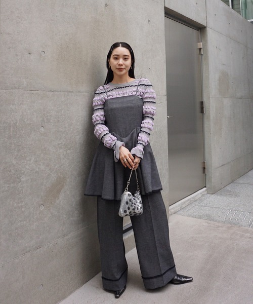 TWEED PEPLUM CAMI ROMPERS（ジャンパースカート）｜Ameri（アメリ）の