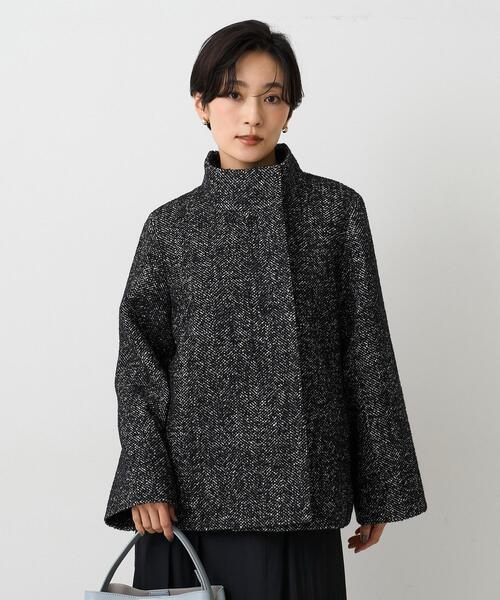 UNTITLED（アンタイトル）の「【ツイード風/スタンドカラー】ファンシーヘリンボンコート（その他アウター・レディース・オフホワイト/ブラック・03/02/01/00）」の10枚目の写真