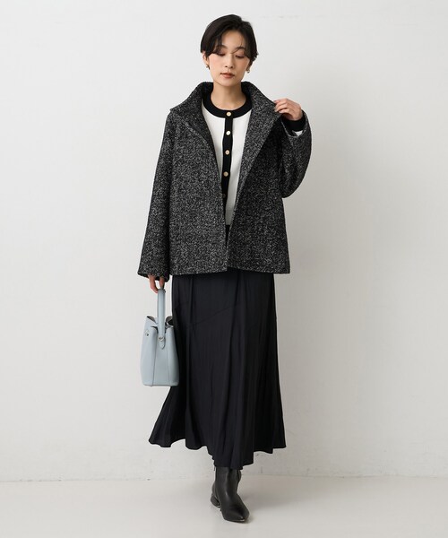 UNTITLED（アンタイトル）の「【ツイード風/スタンドカラー】ファンシーヘリンボンコート（その他アウター・レディース・オフホワイト/ブラック・03/02/01/00）」の11枚目の写真
