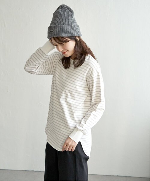 ikka（イッカ）の「【プチプラ1990円（税抜）】コットンUVケア裾ラウンドロンT（Tシャツ/カットソー・レディース・グレー/ホワイト/オフホワイト/サックスブルー/ブラック・L/M/S）」の7枚目の写真
