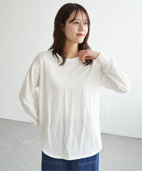 ikka（イッカ）の「【プチプラ1990円（税抜）】コットンUVケア裾ラウンドロンT（Tシャツ/カットソー・レディース・グレー/ホワイト/オフホワイト/サックスブルー/ブラック・L/M/S）」の11枚目の写真