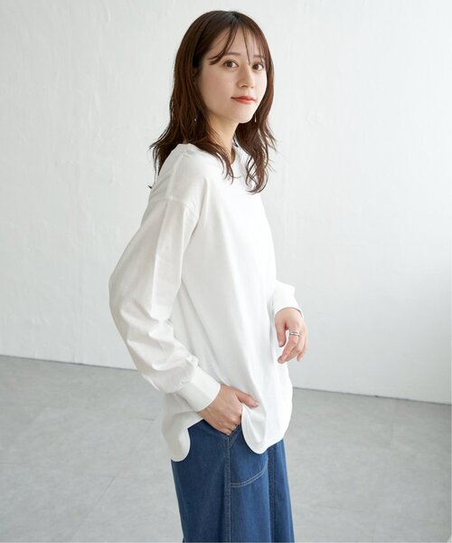 ikka（イッカ）の「【プチプラ1990円（税抜）】コットンUVケア裾ラウンドロンT（Tシャツ/カットソー・レディース・グレー/ホワイト/オフホワイト/サックスブルー/ブラック・L/M/S）」の12枚目の写真