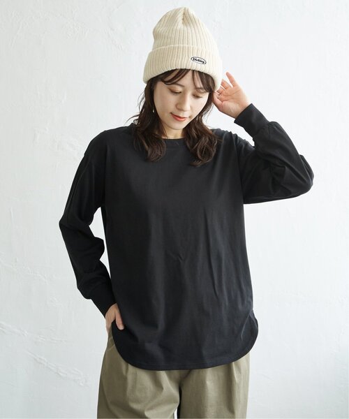 ikka（イッカ）の「【プチプラ1990円（税抜）】コットンUVケア裾ラウンドロンT（Tシャツ/カットソー・レディース・グレー/ホワイト/オフホワイト/サックスブルー/ブラック・L/M/S）」の20枚目の写真