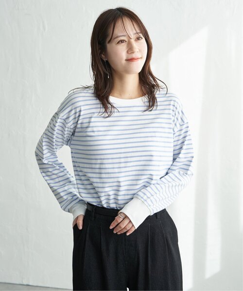 ikka（イッカ）の「【プチプラ1990円（税抜）】コットンUVケア裾ラウンドロンT（Tシャツ/カットソー・レディース・グレー/ホワイト/オフホワイト/サックスブルー/ブラック・L/M/S）」の21枚目の写真
