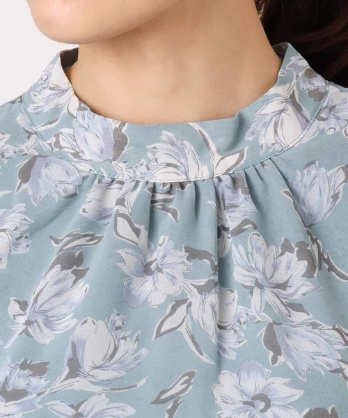 MK MICHEL KLEIN(エムケーミッシェルクラン)の「ボウタイ付き花柄シフォンブラウス/洗える(シャツ/ブラウス・レディース・ネイビー/ミント・38)」の10枚目の写真