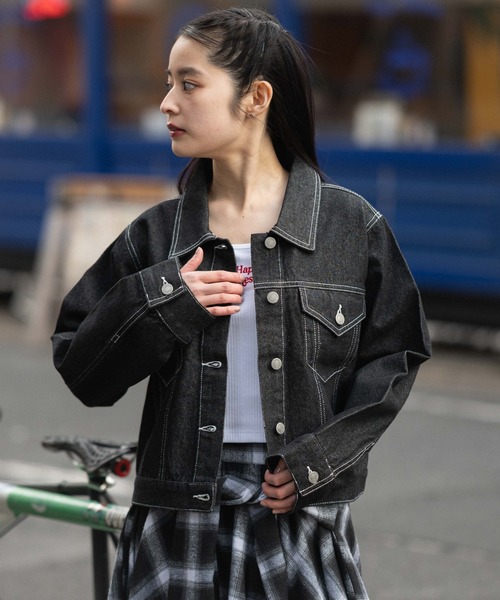 WEGO（ウィゴー）の「WEGO/【26年春新作】デニムジャケット（デニムジャケット・レディース・ブラック系その他/ブラック系2/インディゴブルー・FREE）」の3枚目の写真