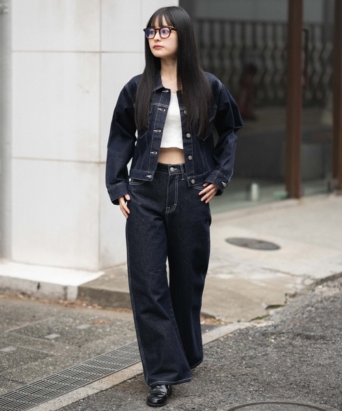 WEGO（ウィゴー）の「WEGO/【26年春新作】デニムジャケット（デニムジャケット・レディース・ブラック系その他/ブラック系2/インディゴブルー・FREE）」の6枚目の写真