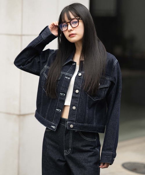 WEGO（ウィゴー）の「WEGO/【26年春新作】デニムジャケット（デニムジャケット・レディース・ブラック系その他/ブラック系2/インディゴブルー・FREE）」の21枚目の写真