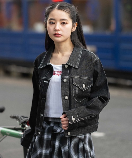 WEGO（ウィゴー）の「WEGO/【26年春新作】デニムジャケット（デニムジャケット・レディース・ブラック系その他/ブラック系2/インディゴブルー・FREE）」の16枚目の写真