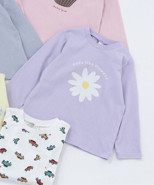 apres les cours（アプレレクール）の「アソートモチーフTシャツ/7days Style_ジュニア対応（Tシャツ/カットソー・キッズ・ピンク/ラベンダー/イエロー/グレー/アイボリー・80/90/100/110/120/130/140）」の4枚目の写真