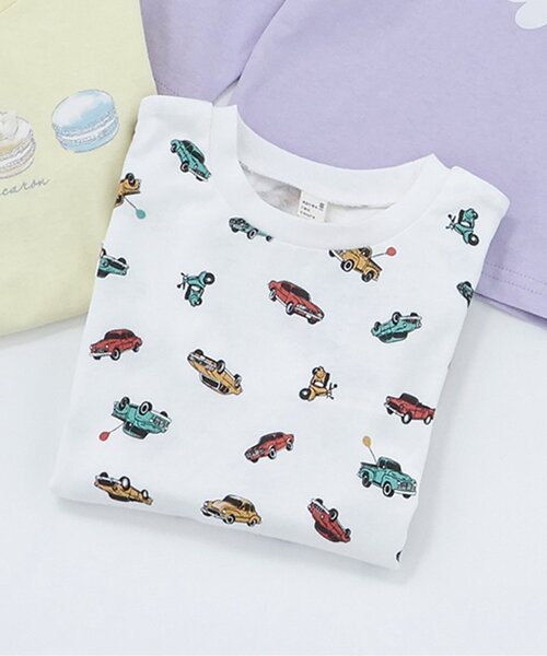 apres les cours（アプレレクール）の「アソートモチーフTシャツ/7days Style_ジュニア対応（Tシャツ/カットソー・キッズ・ピンク/ラベンダー/イエロー/グレー/アイボリー・80/90/100/110/120/130/140）」の2枚目の写真