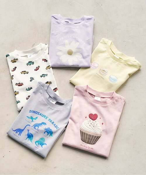 apres les cours（アプレレクール）の「アソートモチーフTシャツ/7days Style_ジュニア対応（Tシャツ/カットソー・キッズ・ピンク/ラベンダー/イエロー/グレー/アイボリー・80/90/100/110/120/130/140）」の11枚目の写真