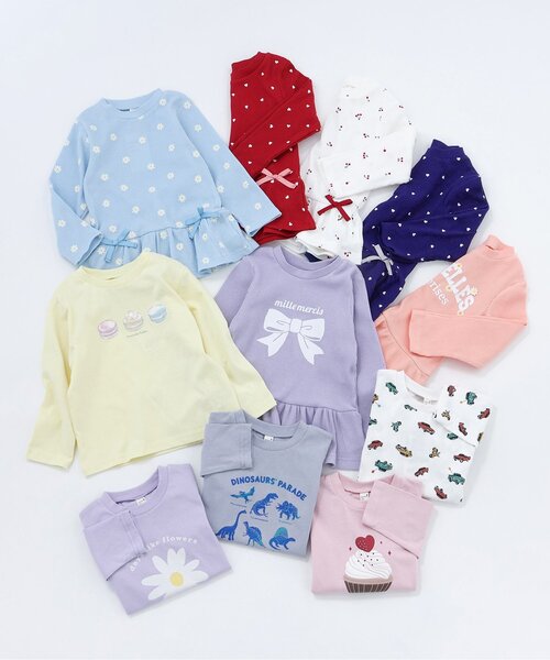 apres les cours（アプレレクール）の「アソートモチーフTシャツ/7days Style_ジュニア対応（Tシャツ/カットソー・キッズ・ピンク/ラベンダー/イエロー/グレー/アイボリー・80/90/100/110/120/130/140）」の13枚目の写真