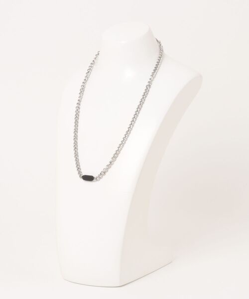 EK517/ワンポイントブラックストーンチェーンネックレス/メンズ