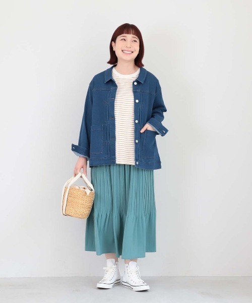 MB mint breeze（エムビーミントブリーズ）の「【L～5L 大きいサイズ】ソフトビンテージサテンプリーツスカート（スカート・レディース・ネイビー/グリーン・LL/3L/4L/5L）」の5枚目の写真