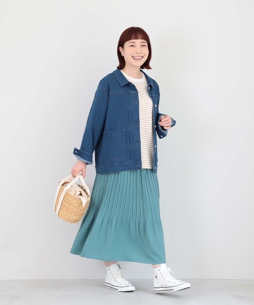 MB mint breeze（エムビーミントブリーズ）の「【L～5L 大きいサイズ】ソフトビンテージサテンプリーツスカート（スカート・レディース・ネイビー/グリーン・LL/3L/4L/5L）」の6枚目の写真