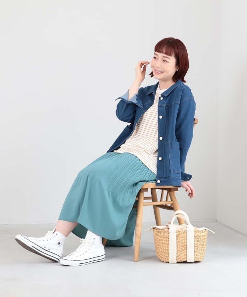 MB mint breeze（エムビーミントブリーズ）の「【L～5L 大きいサイズ】ソフトビンテージサテンプリーツスカート（スカート・レディース・ネイビー/グリーン・LL/3L/4L/5L）」の7枚目の写真