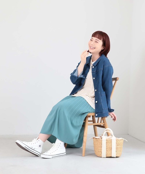 MB mint breeze（エムビーミントブリーズ）の「【L～5L 大きいサイズ】ソフトビンテージサテンプリーツスカート（スカート・レディース・ネイビー/グリーン・LL/3L/4L/5L）」の8枚目の写真