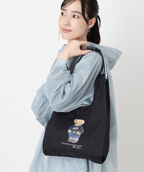 WEB限定】ミニレイントートバッグ ショルダー ベルト付き 'FLAG BEAR