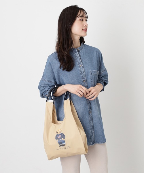 POLO RALPH LAUREN（ポロ ラルフ ローレン）の「【WEB限定】ミニレイントートバッグ ショルダー ベルト付き 'FLAG BEAR' ポロベア（ショルダーバッグ・レディース・ベージュ/ブラック/ネイビー・FREE）」の7枚目の写真