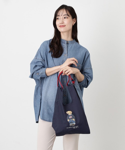 POLO RALPH LAUREN（ポロ ラルフ ローレン）の「【WEB限定】ミニレイントートバッグ ショルダー ベルト付き 'FLAG BEAR' ポロベア（ショルダーバッグ・レディース・ベージュ/ブラック/ネイビー・FREE）」の8枚目の写真
