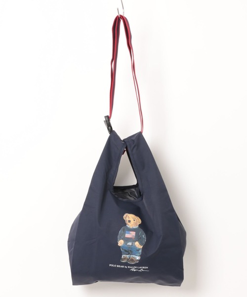 WEB限定】ミニレイントートバッグ ショルダー ベルト付き 'FLAG BEAR