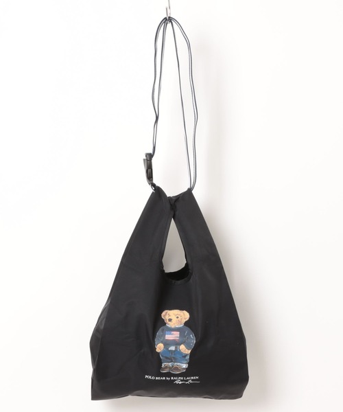WEB限定】ミニレイントートバッグ ショルダー ベルト付き 'FLAG BEAR