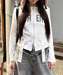 Figments（フィグメンツ）の「ロゴスタッズジップトップ（Tシャツ/カットソー）」