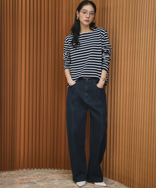 ELFRANK（エルフランク）の「【2026SS】スカラップネック ボーダーカットソー 長袖 きれいめ（Tシャツ/カットソー・レディース・ネイビー×ホワイト/ブラック×ホワイト/ホワイト×ブラック・M/L）」の19枚目の写真