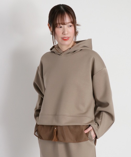 cepo(セポ)の「〈セットアイテム〉メッシュレイヤードダンボールフーディー&スカート(アンサンブル・レディース・チャコール/オフホワイト/カーキ・M)」の10枚目の写真