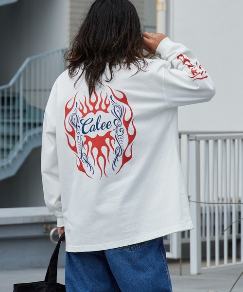 CALEE(キャリー)の「CALEE/キャリー VINTAGE TYPE FLAME LOGO PINSTRIPING L/ S TEE ロンT 2026年春夏(Tシャツ/カットソー・メンズ・ホワイト/ブラック・M/L/XL)」の2枚目の写真