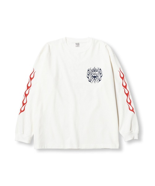 CALEE(キャリー)の「CALEE/キャリー VINTAGE TYPE FLAME LOGO PINSTRIPING L/ S TEE ロンT 2026年春夏(Tシャツ/カットソー・メンズ・ホワイト/ブラック・M/L/XL)」の3枚目の写真