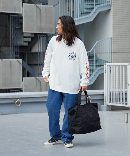 CALEE(キャリー)の「CALEE/キャリー VINTAGE TYPE FLAME LOGO PINSTRIPING L/ S TEE ロンT 2026年春夏(Tシャツ/カットソー・メンズ・ホワイト/ブラック・M/L/XL)」の14枚目の写真