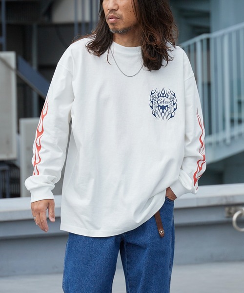 CALEE(キャリー)の「CALEE/キャリー VINTAGE TYPE FLAME LOGO PINSTRIPING L/ S TEE ロンT 2026年春夏(Tシャツ/カットソー・メンズ・ホワイト/ブラック・M/L/XL)」の6枚目の写真