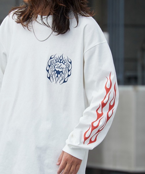 CALEE(キャリー)の「CALEE/キャリー VINTAGE TYPE FLAME LOGO PINSTRIPING L/ S TEE ロンT 2026年春夏(Tシャツ/カットソー・メンズ・ホワイト/ブラック・M/L/XL)」の8枚目の写真