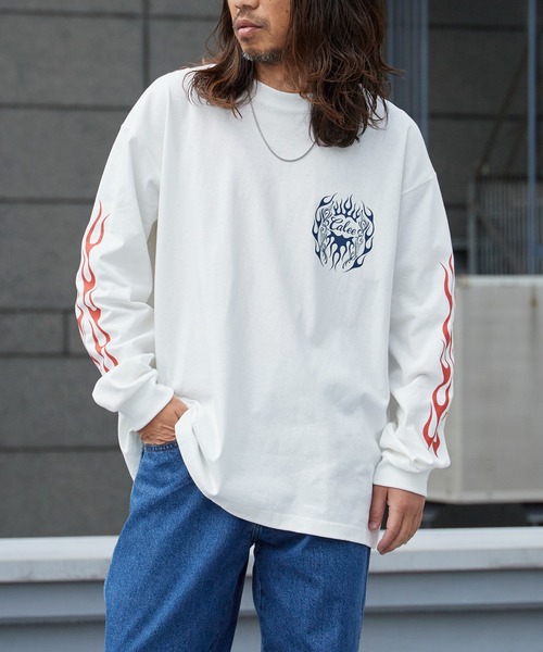 CALEE(キャリー)の「CALEE/キャリー VINTAGE TYPE FLAME LOGO PINSTRIPING L/ S TEE ロンT 2026年春夏(Tシャツ/カットソー・メンズ・ホワイト/ブラック・M/L/XL)」の9枚目の写真