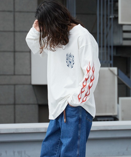 CALEE(キャリー)の「CALEE/キャリー VINTAGE TYPE FLAME LOGO PINSTRIPING L/ S TEE ロンT 2026年春夏(Tシャツ/カットソー・メンズ・ホワイト/ブラック・M/L/XL)」の11枚目の写真