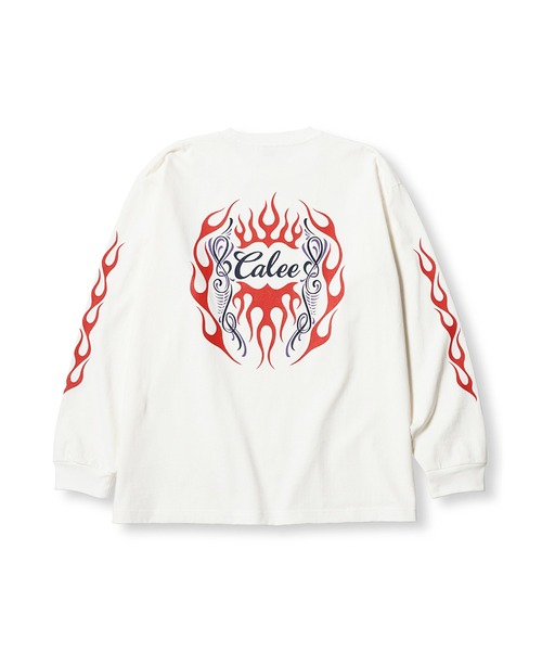 CALEE(キャリー)の「CALEE/キャリー VINTAGE TYPE FLAME LOGO PINSTRIPING L/ S TEE ロンT 2026年春夏(Tシャツ/カットソー・メンズ・ホワイト/ブラック・M/L/XL)」の5枚目の写真