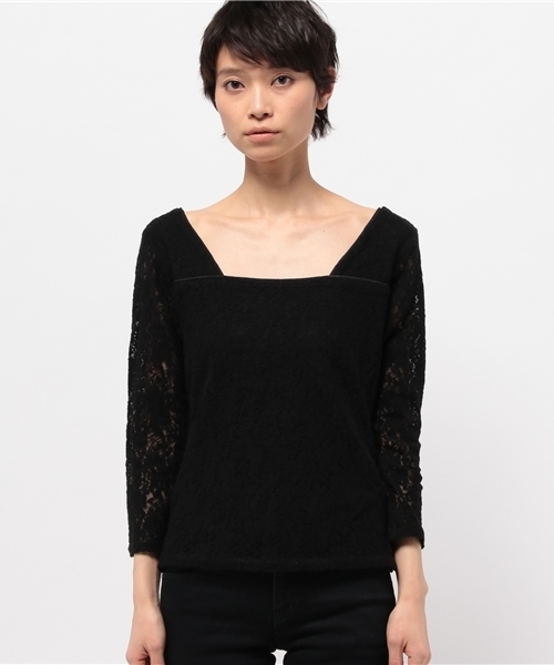 OUTLET（アウトレット）の「【WHO'S WHO gallery】AMレースT（Tシャツ/カットソー・レディース・ブラック/オフホワイト・FREE）」の5枚目の写真