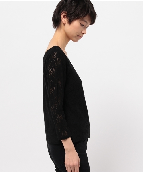 OUTLET（アウトレット）の「【WHO'S WHO gallery】AMレースT（Tシャツ/カットソー・レディース・ブラック/オフホワイト・FREE）」の6枚目の写真