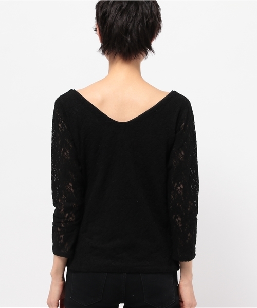 OUTLET（アウトレット）の「【WHO'S WHO gallery】AMレースT（Tシャツ/カットソー・レディース・ブラック/オフホワイト・FREE）」の7枚目の写真