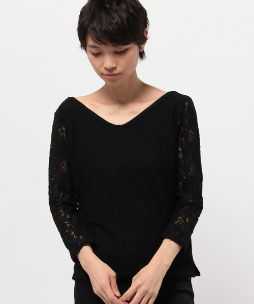OUTLET（アウトレット）の「【WHO'S WHO gallery】AMレースT（Tシャツ/カットソー・レディース・ブラック/オフホワイト・FREE）」の4枚目の写真