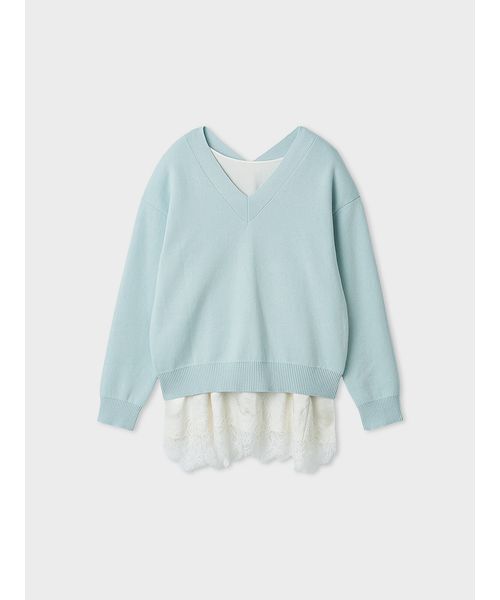 MIESROHE（ミースロエ）の「【洗える】綿カシミア×レースタンクSET（ニット/セーター・レディース・ライトブルー/ホワイト/グレー・F）」の5枚目の写真