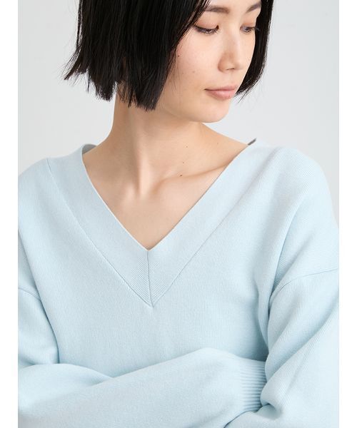 MIESROHE（ミースロエ）の「【洗える】綿カシミア×レースタンクSET（ニット/セーター・レディース・ライトブルー/ホワイト/グレー・F）」の9枚目の写真