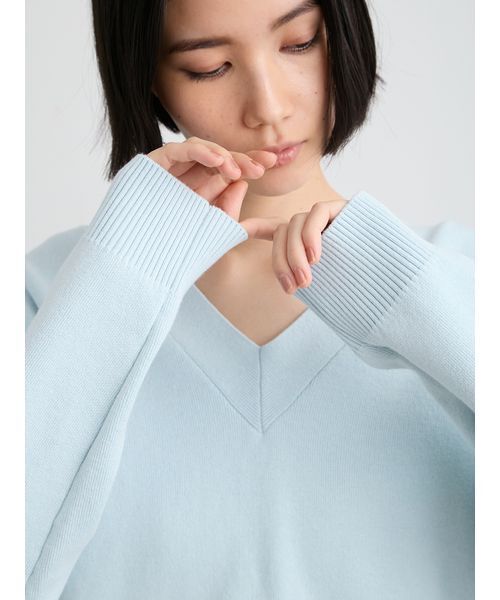 MIESROHE（ミースロエ）の「【洗える】綿カシミア×レースタンクSET（ニット/セーター・レディース・ライトブルー/ホワイト/グレー・F）」の10枚目の写真